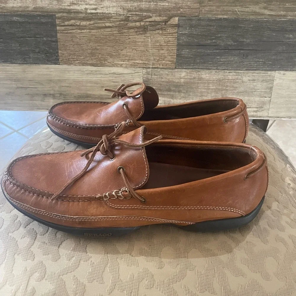 Sebago Bennington Casual Tan Leather Driving Mocs Loafers Mens 13M 74851